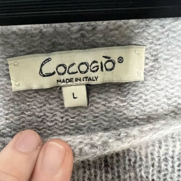 Cocogio Grey Burgundy Gradient Stripe Long Sleeve Wool Mohair Sweater Size Large - Picture 7 of 9